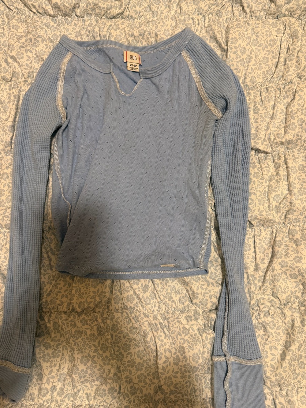 BDG Powder Blue Long-Sleeve Thermal Tee